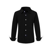 Loveternal Boys Shirts Long Sleeved Black Classic Collar School Shirts Boy Solid Button up Party Prom Wedding Shirt 7-8 Year
