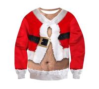 Loveternal Mens Women Ugly Christmas Pullover Sweatshirts Chest Hair Crew Neck Sweater Funny Tops Christmas Party M