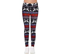 Loveternal Womens Ladies Christmas Leggings Xmas Elk Print Stretchy Pant Trouser Soft Funny Tights Yoga Skinny Pants M