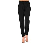 Lovetoenvy Ladies Elasticated Pull Up Casual Silky ITY Everday Trousers (XL (16-18), Black)