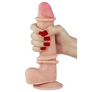 Lovetoy Sliding-Skin - Double Layered Suction Cup Dildo - 21cm (Natural)