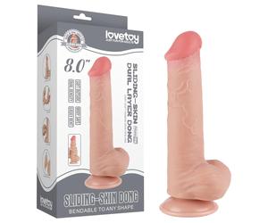 Lovetoy Sliding-Skin - Dual-Layer Dildo with Balls - 20.8cm (Natural)