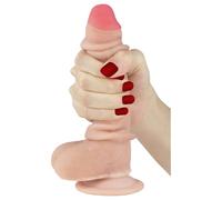 Lovetoy Sliding-Skin - Dual-Layer Suction Cup Dildo - 18cm (Natural)
