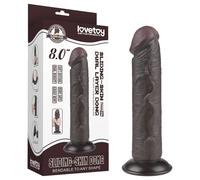 Lovetoy Sliding-Skin - Suction Cup Dual-Layer Dildo - 20cm (Brown)