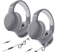 LOVETRENDS 2 Pack Wired Headphones Over-Ear - Grey Foldable Kids Headphones with Soft Cushion Earpads, 85-94dB Volume Limiter & Tangle-Free Cable - Lightweight Audio Headset for School, Travel & Home