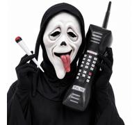 LOVETRENDS Adult Funny Ghost Face Set - Mask, Spliff & Inflatable Phone Prop Scary Halloween Movie