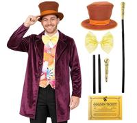 LOVETRENDS Adults Factory Boss Costume Set, Golden Ticket & Cane Large