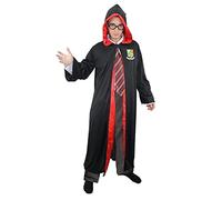 LOVETRENDS Adults Wizard Costume - XX-Large - Black Robe with Magical School Logo and Red Lining - Adults World Book Day Book Week Fancy Dress Costume