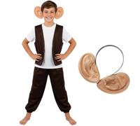 LOVETRENDS Childs Big Kind Giant - Brown Waistcoat, Brown Trousers, a Short Sleeved Top and Large Ears Headband - Perfect for World Book Day School Book Week Fancy Dress (XL 10-12)