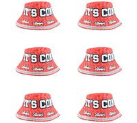 LOVETRENDS England Bucket Hat - Pack of 12 - Red Bucket Hat with It's Coming Home and Three Lions Print - English Football World Cup Supporters Accessory