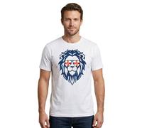 LOVETRENDS England Lion Face Sunglasses T-Shirt - Patriotic English Pride St George Celebrations Graphic Tee - Men’s & Women’s Unisex Fit - White, Sizes Small-XXL