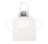 LOVETRENDS If You're Reading This Bring Me A Beer White Apron - Hilarious Mens Novelty BBQ and Kitchen Apron, One-Size Adjustable Beer-Lover Gift