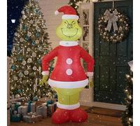 LOVETRENDS Inflatable LED Grinch Christmas Decoration - Officially Licensed 6ft/180cm Light-Up Grinch Prop with Weighted Feet & Tether Pegs - Festive Xmas Film House Decoration