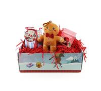 LOVETRENDS Kids Christmas Treat Box - Gingerbread Man Keyring, Elf Bath Bomb & Hot Chocolate Bomb - Festive Gift Hamper for Children and Christmas Eve Boxes