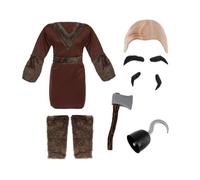 LOVETRENDS Pub Ruffian Character Costume Set - Tavern Brawler Outfit & Hook Hand Prop - Faux Fur Tunic & Woodsman Accessories for Fairytale Themed Parties & Festivals Adult Fancy Dress Costume