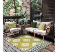 LOVETRENDS Venice Three Color Outdoor Plastic Rug 150x240cm 5x8ft Reversible Waterproof Picnic Mat Garden Patio Decking Camping Beach Floor Rug Lightweight Foldable Portable