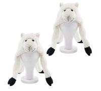 LOVETRENDS Welsh Sheep Hat Adults Pack of 2 - Fluffy White Ram Novelty Cap Twin Set - Unisex Wales Rugby Football Fan Supporter Six Nations Cymru St Davids Day Costume Accessory Duo