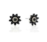 Lovett & Co 1950s Audrey Hepburn Black Jet Flower Stud Earrings | Black jet flower stud earrings with sparkling diamante crystals, Audrey Hepburn inspired style and Nickel Free finish.