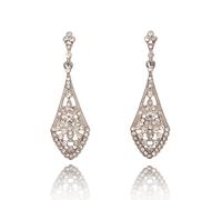 Lovett & Co - Art Deco Long Drop Earrings for Women - 1920s Classic Diamante Earring with Glass Crystal - Nickel Free Earrings & Vintage jewellery for Women