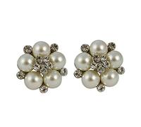 Lovett & Co - Audrey Hepburn Cream Clip On Pearl Earrings for Women with Glass Pearls Inspired by Breakfast at Tiffany's - Nickel Free Diamante Clip On & Vintage Jewellery for Women