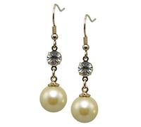 Lovett & Co Gold Pearl Drop Earrings for Women - Elegant Vintage Gold Plated Jewellery with Diamante Detailing, Nickel-Free Classic Pearl Earrings, Perfect for Evening Wear & Wedding