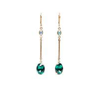 Lovett & Co - Oval Stone Long Drop Earring Emerald - Handmade Green Earrings and Elegant Jewellery For Women - Nickel Free Earrings & Vintage jewellery for Women