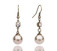Lovett & Co - Pearl Drop Earrings for Women with Glass Pearls and Crystal Accents - Nickel Free Drop Earrings and Vintage jewellery for Women