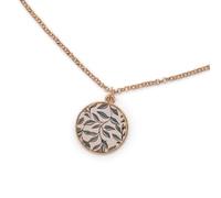 Lovett & Co. Willow Bough Leaf Print Pendant Necklace, 43cm Gold-Plated Chain, Resin Pendant, William Morris Inspired Design