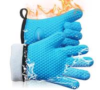 Loveuing Oven Gloves Heat Resistant, Silicone &Cotton Layer, Oven Mitts | Non-slip Kitchen Gloves, Waterproof, Flexible, Perfect for Baking Barbecue Pizza