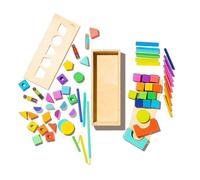 LOVEVERY | The Block Set | Solid Wood Building Blocks and Shapes + Wooden Storage Box, 70 Pieces, 18 Colors, 20+ Activities, Toddler Block Set and Converts into a Pull Car, Ages 18+ months