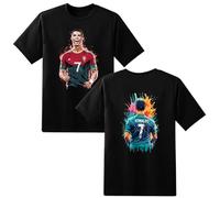 LOVEVO Boys Crew Neck T-Shirts, CR7 Football Printed Round Neck Tee Tops for Boys & Girls (D2 Black, 9-11 Years)