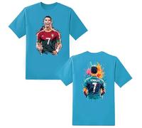 LOVEVO Boys Crew Neck T-Shirts, CR7 Football Printed Round Neck Tee Tops for Boys & Girls (D2 Blue, 9-11 Years)