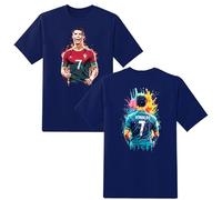 LOVEVO Boys Crew Neck T-Shirts, CR7 Football Printed Round Neck Tee Tops for Boys & Girls (D2 Navy, 12-13 Years)