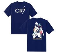 LOVEVO Boys Crew Neck T-Shirts, CR7 Football Printed Round Neck Tee Tops for Boys & Girls (D4 Navy, 5-6 Years)
