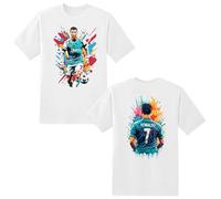 LOVEVO Boys Crew Neck T-Shirts, Cristiano Ronaldo CR7 Football Printed Round Neck Tee Tops for Boys & Girls (D5 White, 12-13 Years)