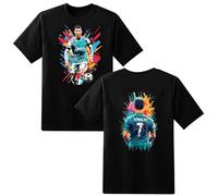 LOVEVO Boys Crew Neck T-Shirts, Cristiano Ronaldo CR7 Football Printed Round Neck Tee Tops for Boys & Girls (D5 Black, 9-11 Years)