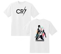 LOVEVO Boys Crew Neck T-Shirts, Cristiano Ronaldo CR7 Football Printed Round Neck Tee Tops for Boys & Girls (D4 White, 9-11 Years)