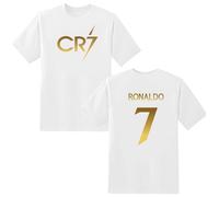 LOVEVO Boys Crew Neck T-Shirts, Cristiano Ronaldo CR7 Football Printed Round Neck Tee Tops for Boys & Girls (D3 White, 12-13 Years)