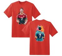 LOVEVO Boys Crew Neck T-Shirts, Football Printed Round Neck Tee Tops for Boys & Girls (D2 Red, 7-8 Years)