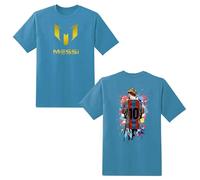 LOVEVO Boys Crew Neck T-Shirts, Messi 10 Goat Football Lovers Printed Round Neck Tee Tops for Boys & Girls (D2 Blue, 5-6 Years)