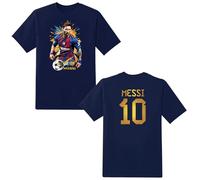 LOVEVO Boys Crew Neck T-Shirts, Messi 10 Goat Football Lovers Printed Round Neck Tee Tops for Boys & Girls (D4 Navy, 12-13 Years)