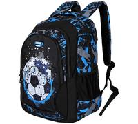 LOVEVO Football Backpack for Boys, 47x31x22cm Water Resistant Kids Multi Pocket Causal Rucksack Bags for Travel, School, Laptop & Sports (Blue)