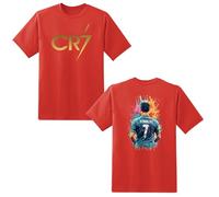 Lovevo Kids Cristiano Inspired T-Shirt, Soft Cotton CR7 Boys Ronaldo 7 Football Tee Gold Cristiano 5-13 Years (Red, 7-8 Years)
