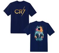 Lovevo Kids Cristiano Inspired T-Shirt, Soft Cotton CR7 Boys Ronaldo 7 Football Tee Gold Cristiano 5-13 Years (Navy, 5-6 Years)