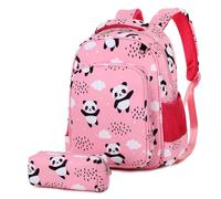 LOVEVO School Backpack for Girls, Lightweight, Durable & Water Resistant Travel or Sports Panda Backpack for Kids, 35x25x10cm (Panda Pink)