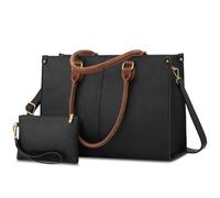 LOVEVOOK Bolsa para Portátil Mujer Grande de 15.6 Pulgadas Cuero PU Shopper de Hombro Cruzado Tote Bag de Trabajo para Negocios de Profesor Oficina Escuela, black brown, 15.6 Zoll