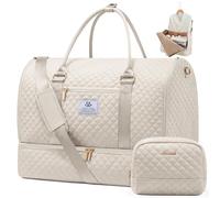 LOVEVOOK Convertible Garment Bag for Women with Shoe Pouch, 2 in 1 Hanging Suitcase Suit Bag, Waterproof Weekender Bag with Toiletry Bag, Carry On Travel Duffel Bag for Business Trip, Wedding, Beige