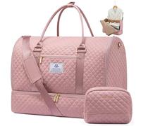 LOVEVOOK Convertible Garment Bag for Women with Shoe Pouch, 2 in 1 Hanging Suitcase Suit Bag, Waterproof Weekender Bag with Toiletry Bag, Carry On Travel Duffel Bag for Business Trip, Wedding, Pink