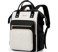 LOVEVOOK Laptop Backpack for Women, 17 inch Womens Backpack for School College with USB Port & Anti-theft Zipper, Large Computer Laptop Rucksack Casual Daypacks for Business Travel, Black Beige