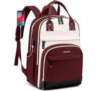 LOVEVOOK Laptop Backpack for Women, Waterproof 15.6 inch Work Bag Womens Rucksack with Anti-theft Zipper & USB Port, Large Ladies Backpacks Back Pack Womans for Travel School University Business Red